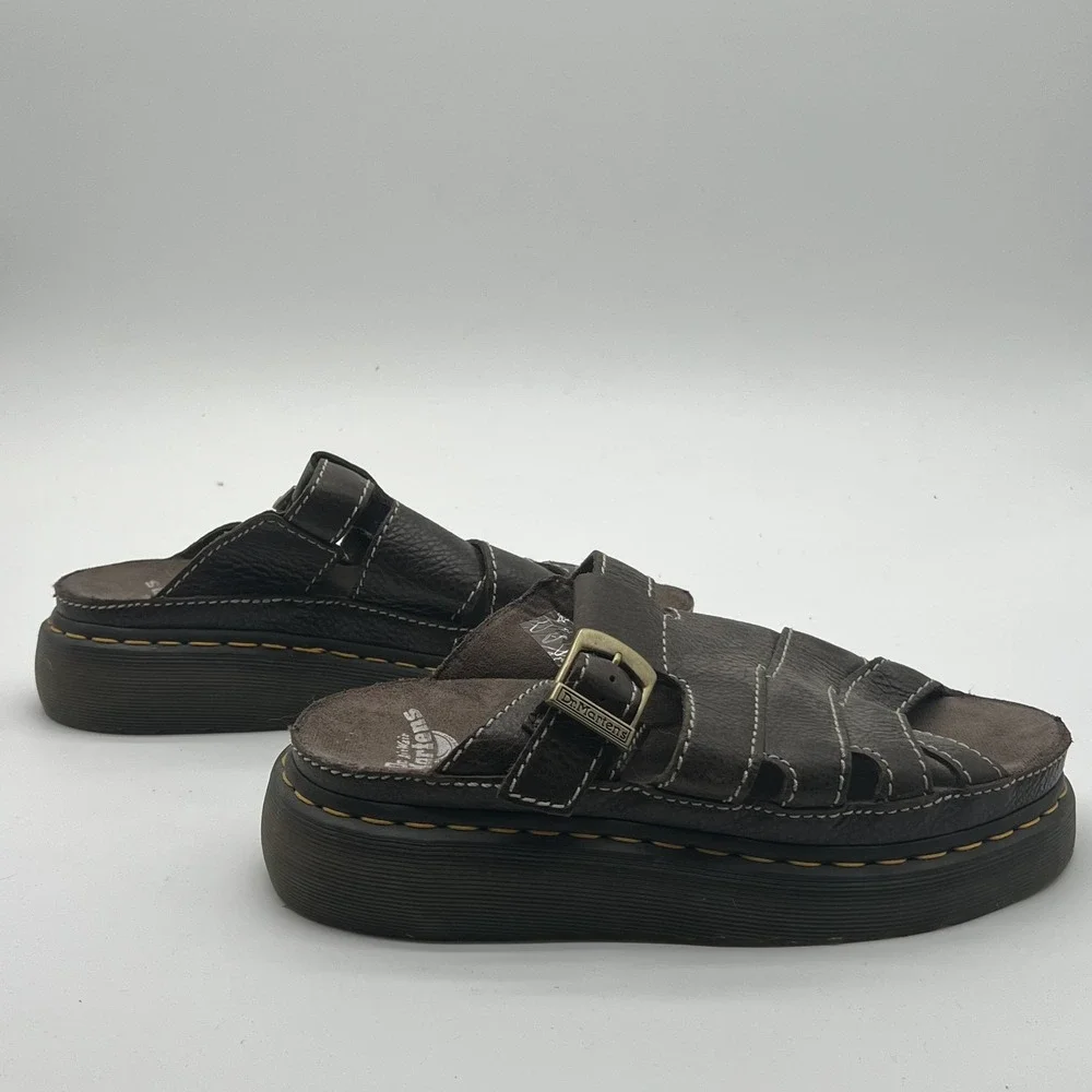 Dr Martens Maxxy Slide Brown Leather Fisherman Sandals Mens 9 Womens 10 UK 8